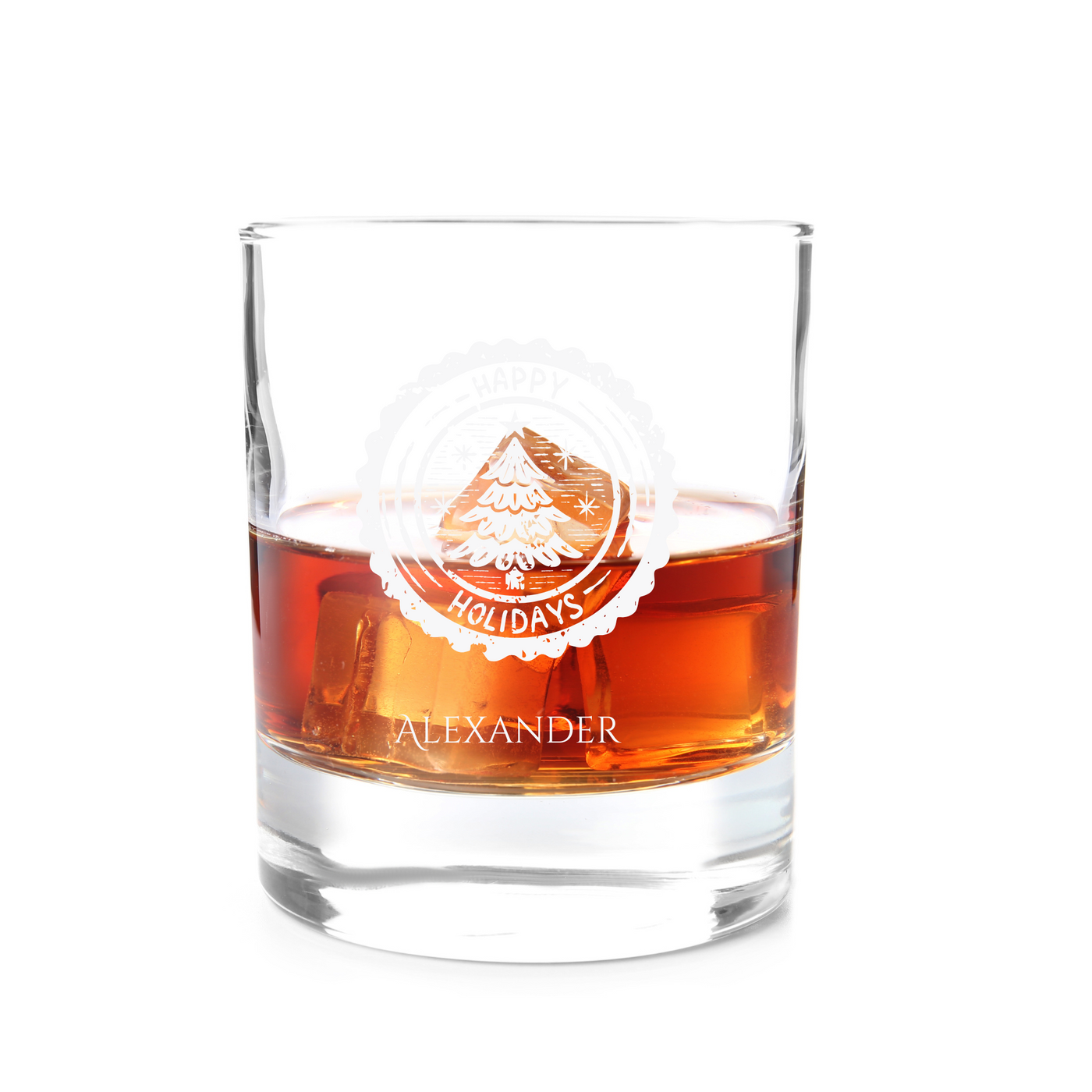 Personalised Christmas Whiskey Glass Engraved Custom Glassware