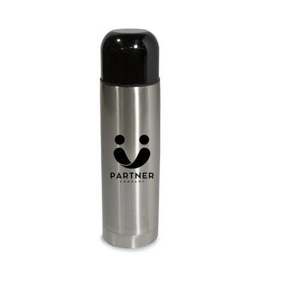 Thermal Flask Bottle - 500ml - BLACK LID/ SILVER BODY