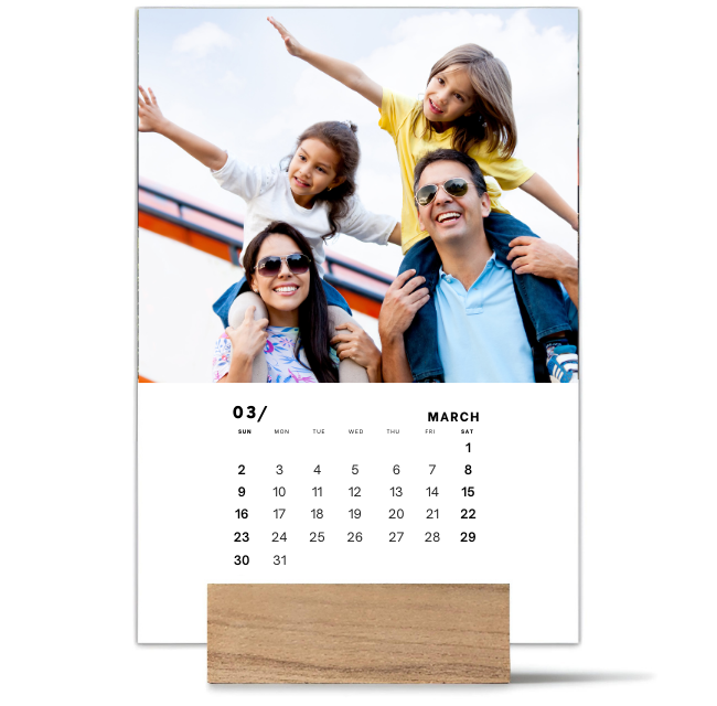 Family Wood Block Desk Calendar 2025