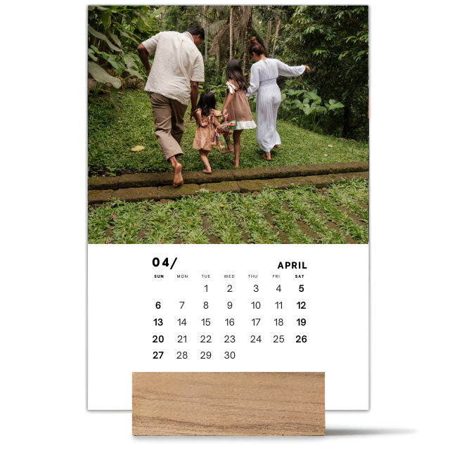 Family Wood Block Desk Calendar 2025