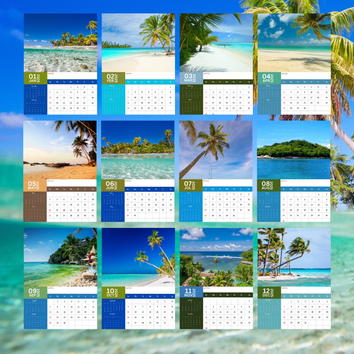 Tropical islands Calendar 2025