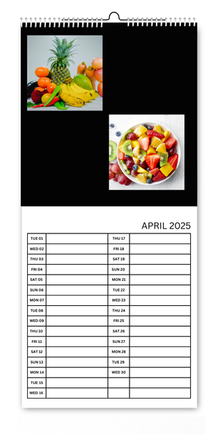 Simple Black and White 5.5x12 Kitchen Calendar