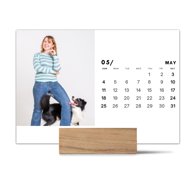 Wood Block Desk Calendar 2025