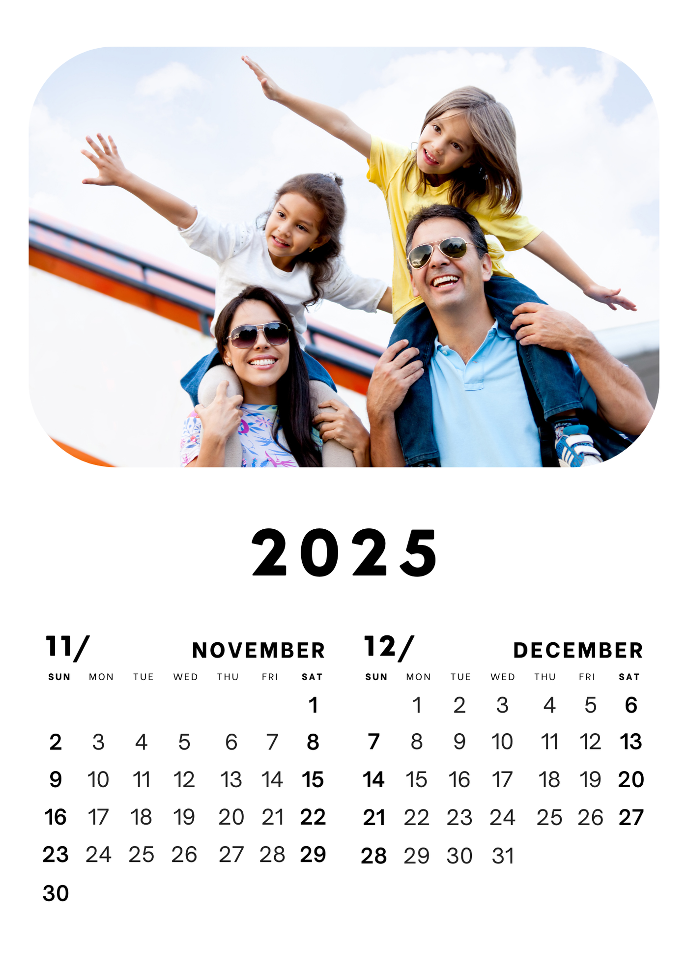 Family Custom  Wall Calendar 2025