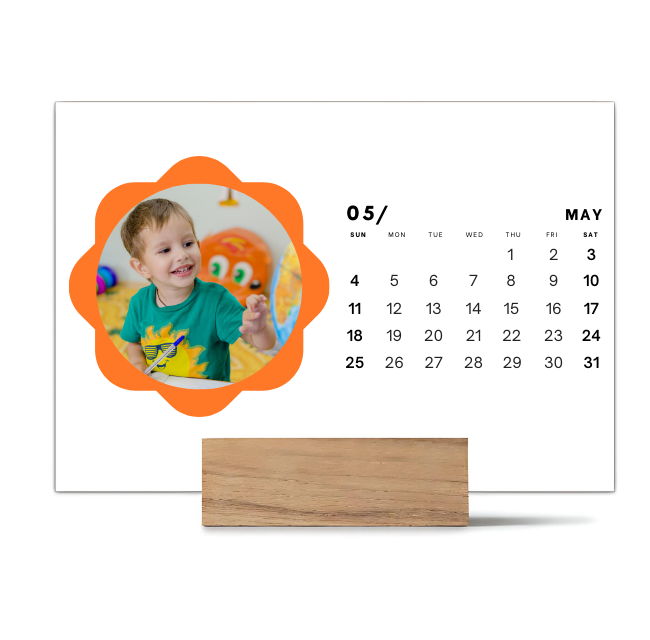 Wood Block Desk Calendar 2025