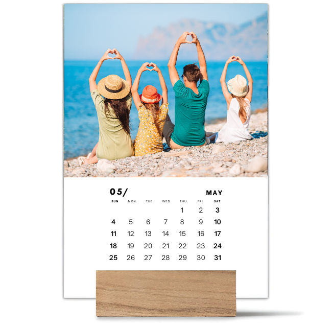 Family Wood Block Desk Calendar 2025