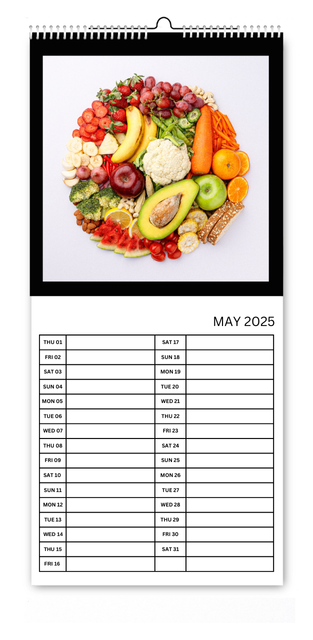 Simple Black and White 5.5x12 Kitchen Calendar