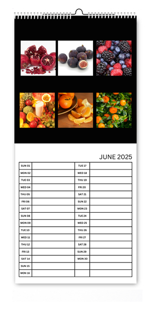 Simple Black and White 5.5x12 Kitchen Calendar