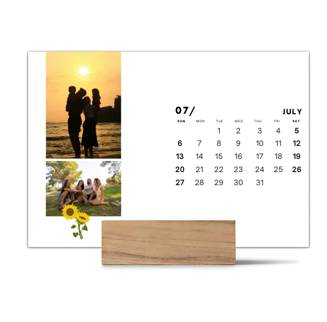 Wood Block Desk Calendar 2025