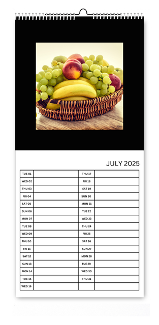 Simple Black and White 5.5x12 Kitchen Calendar