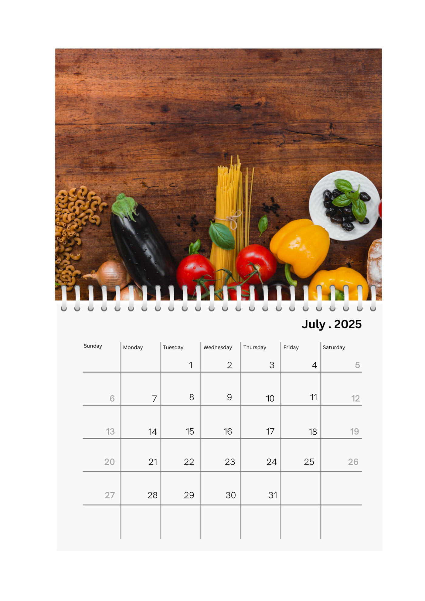 Kitchen Wall Calendar 2025