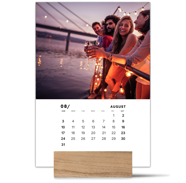 Family Wood Block Desk Calendar 2025