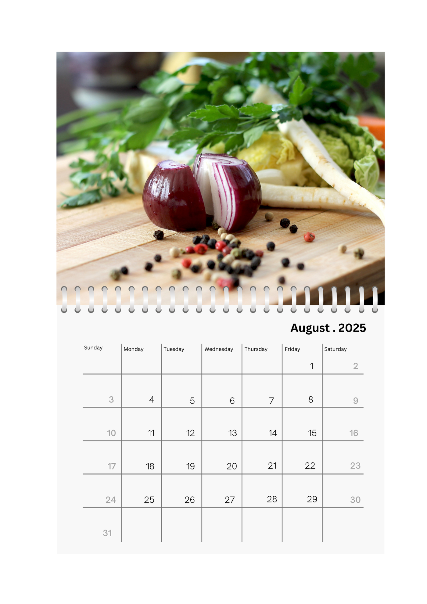 Kitchen Wall Calendar 2025