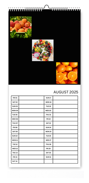 Simple Black and White 5.5x12 Kitchen Calendar