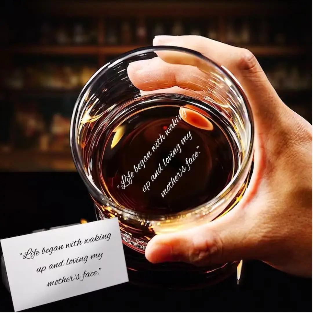 Personalized Handwriting Whiskey Glass - Engrave Your Handwritten Message on Bottom