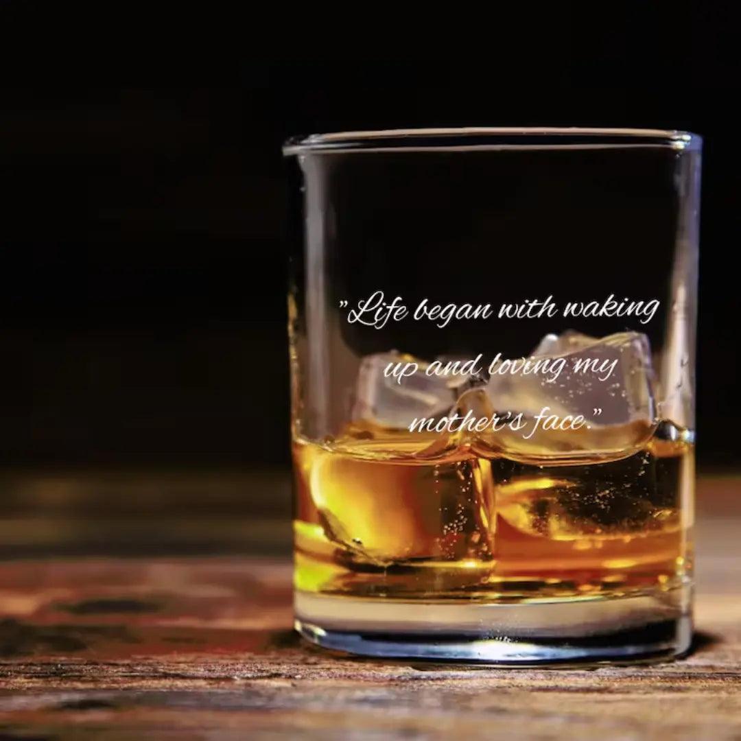 Personalized Handwriting Whiskey Glass - Engrave Your Handwritten Message on Bottom