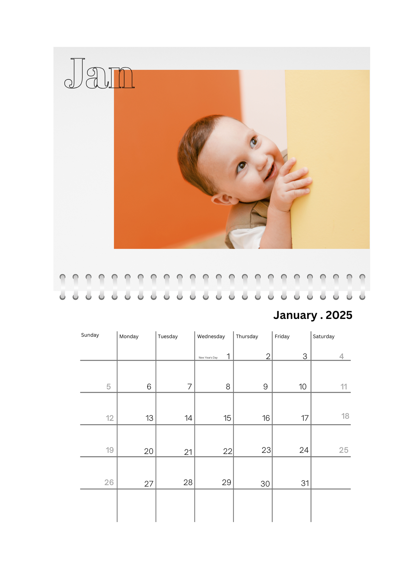 Modern Stencil Wall Calendar 2025