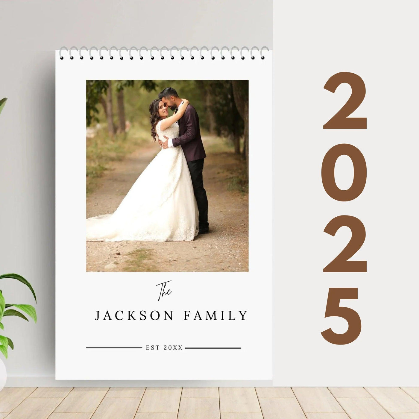 Modern Elegant Wedding Newlyweds Photo Calendar 2025