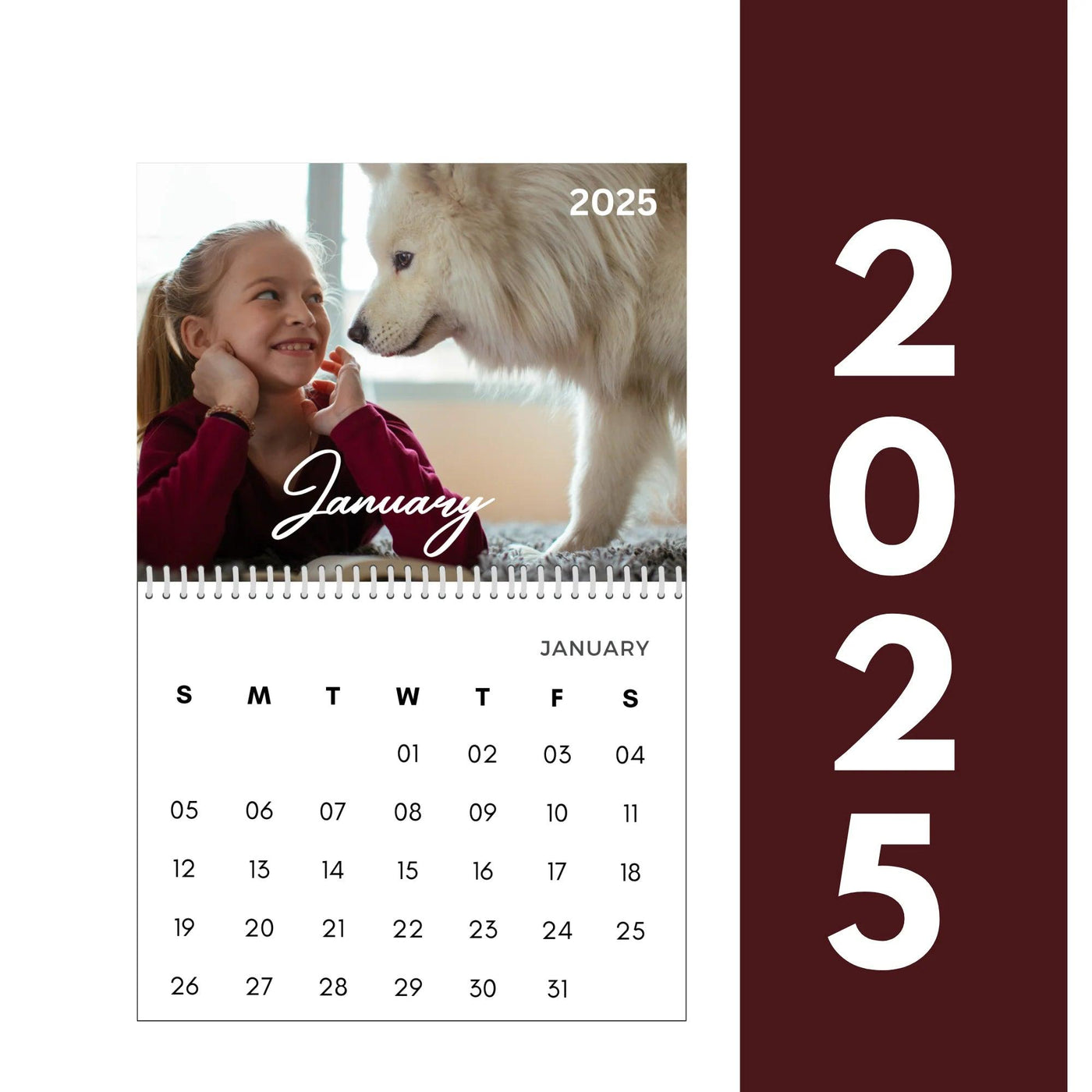 Modern Simple Playful Script Family Photos Calendar 2025