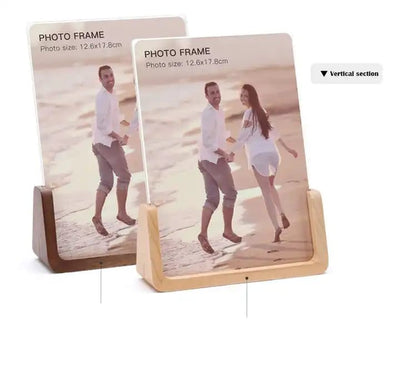 Wholesale U Shape Wooden Photo Frame Acrylic Glass Wooden Photo Frame Solid Wood Photo Frame