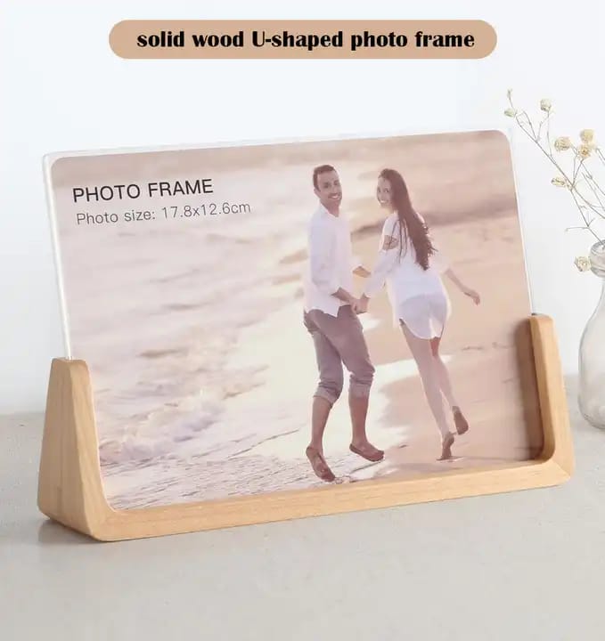 Wholesale U Shape Wooden Photo Frame Acrylic Glass Wooden Photo Frame Solid Wood Photo Frame