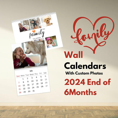 Modern Simple Playful Script Family Photos Calendar End of 6 Months 2024