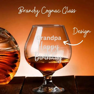 Personalised Engraved Brandy Cognac Glass Birthday Retirement Fathers Day Gifts