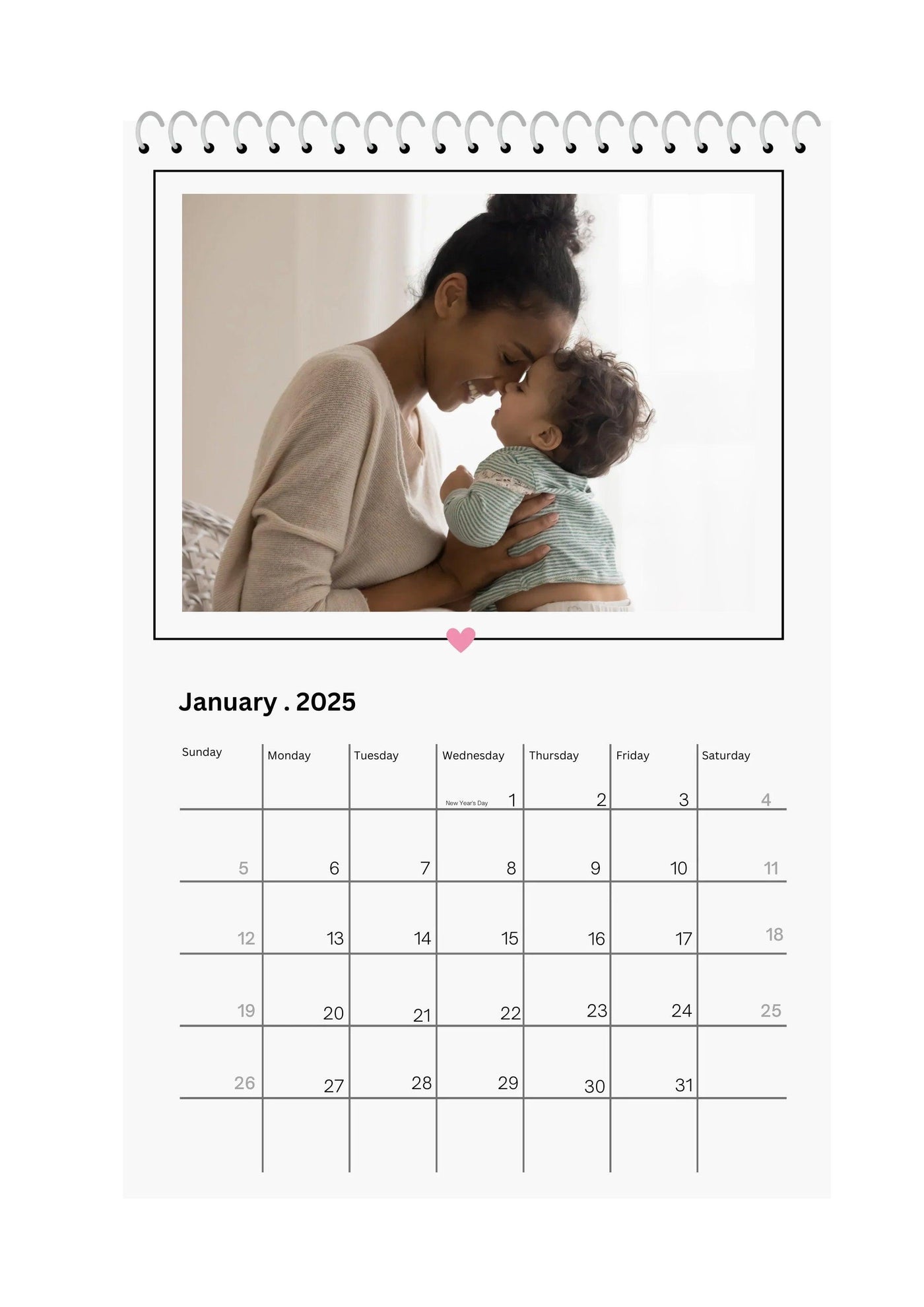 Modern Simple Playful Script Family Photos Calendar 2025