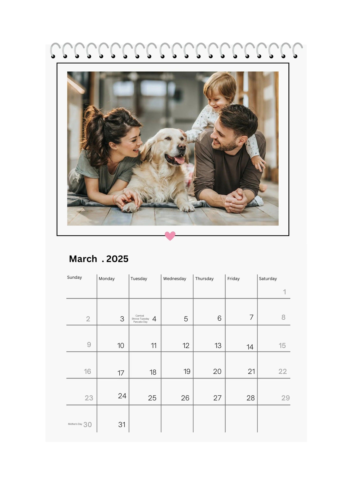 Modern Simple Playful Script Family Photos Calendar 2025