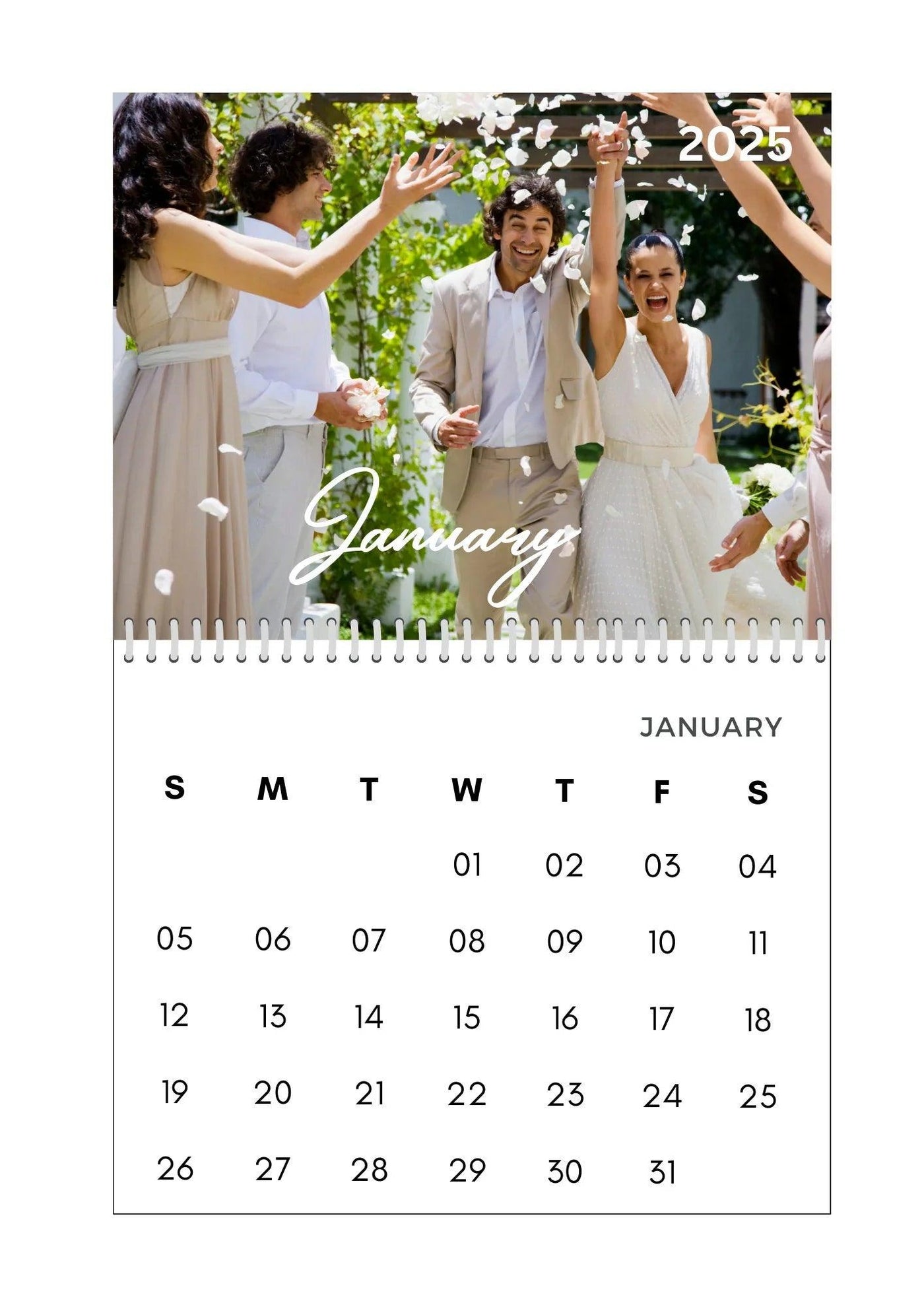 Modern Elegant Wedding Newlyweds Photo Calendar 2025