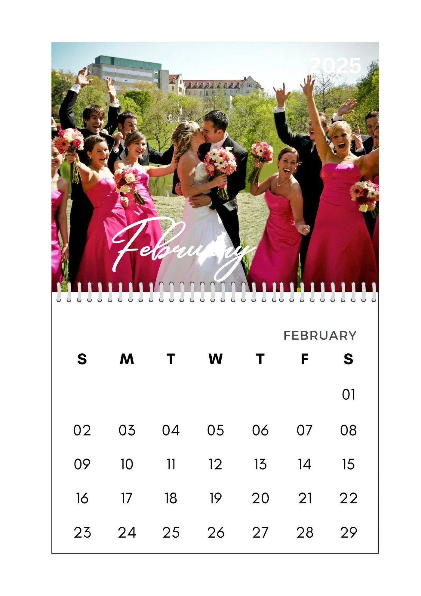 Modern Elegant Wedding Newlyweds Photo Calendar 2025