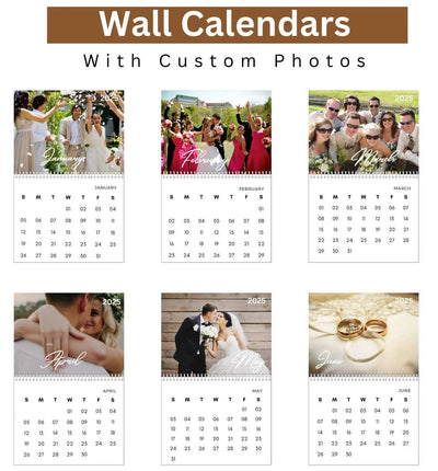 Modern Elegant Wedding Newlyweds Photo Calendar 2025