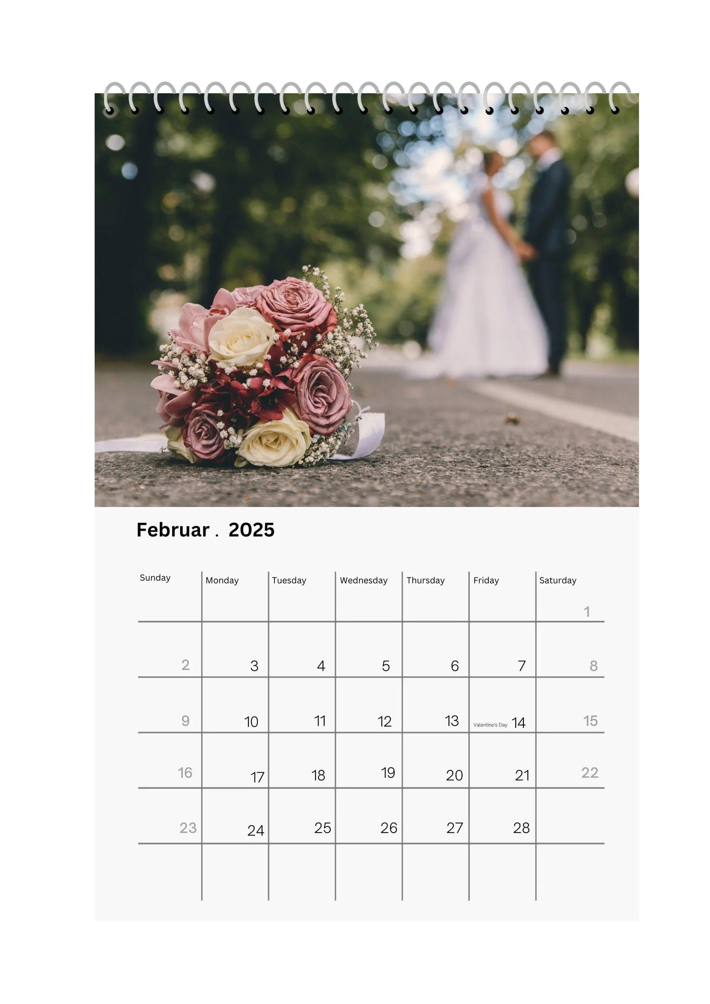 Modern Elegant Wedding Newlyweds Photo Calendar 2025