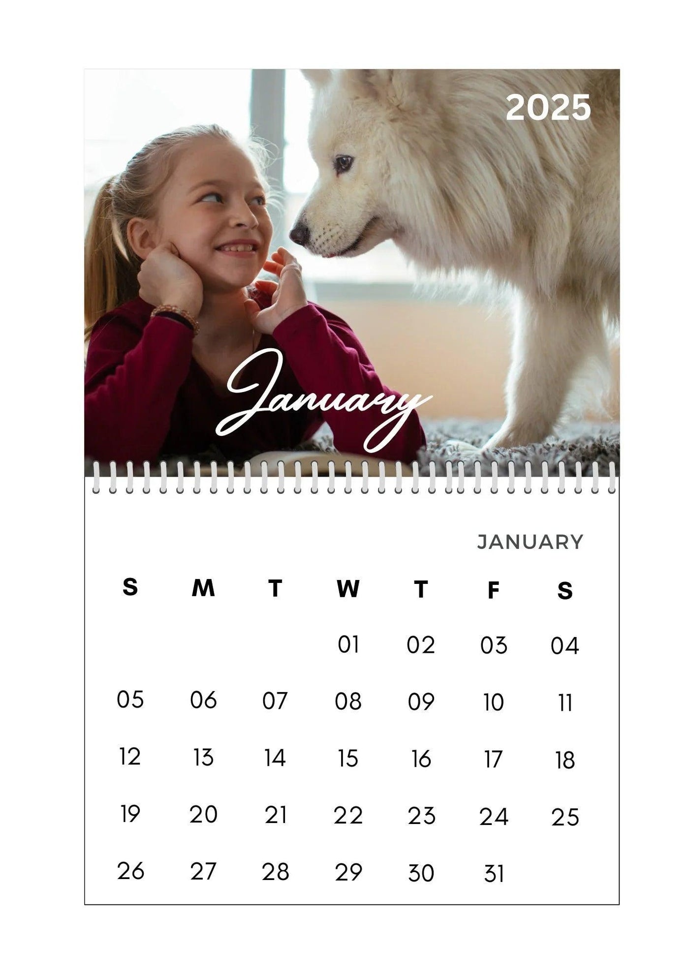 Modern Simple Playful Script Family Photos Calendar 2025