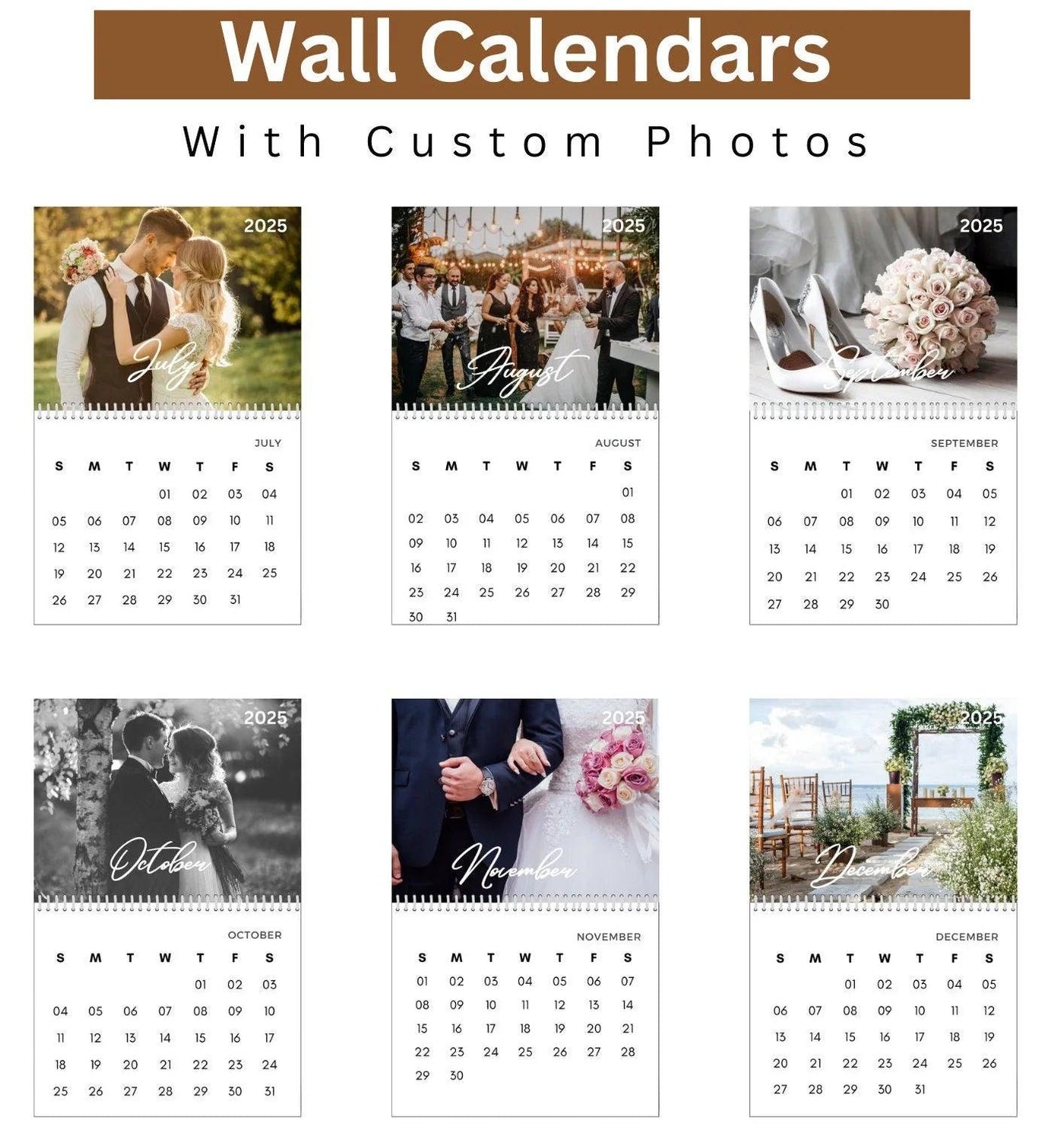 Modern Elegant Wedding Newlyweds Photo Calendar 2025