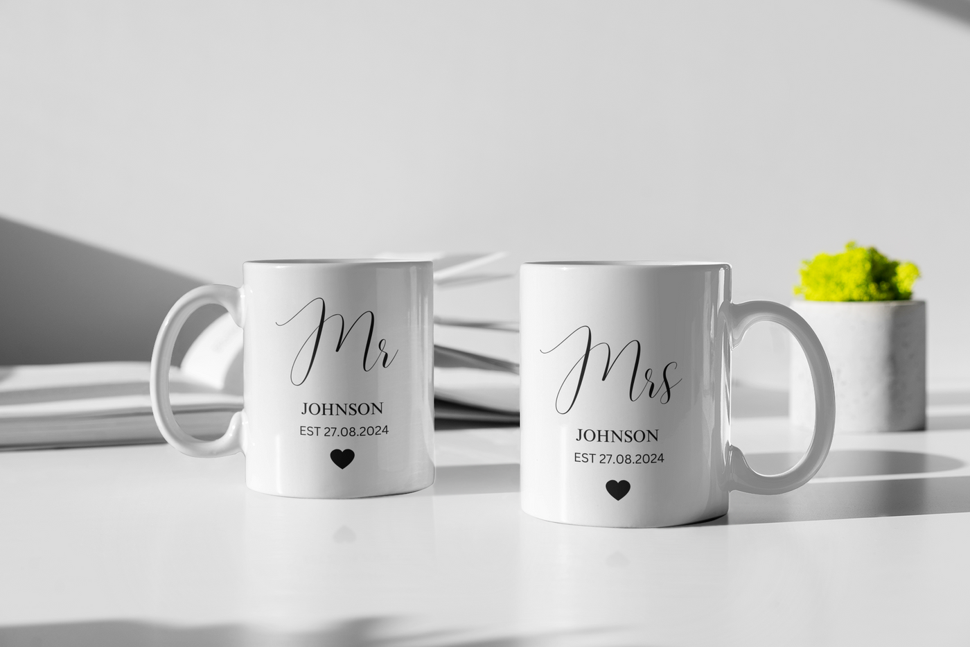 Personalised Mr & Mrs Mugs, Personalised Wedding Gift, Personalised Couple Mugs