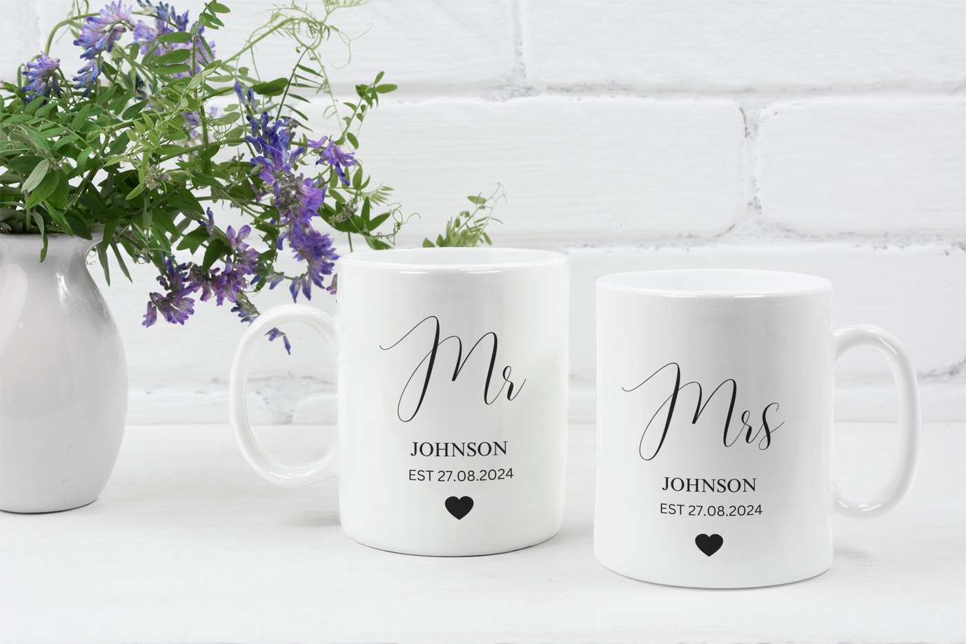 Personalised Mr & Mrs Mugs, Personalised Wedding Gift, Personalised Couple Mugs