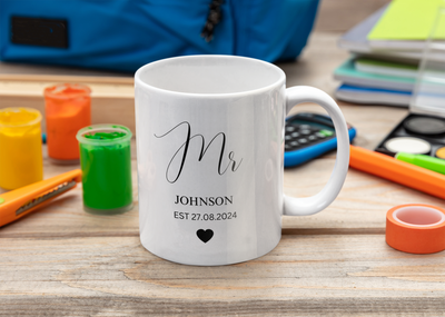 Personalised Mr & Mrs Mugs, Personalised Wedding Gift, Personalised Couple Mugs