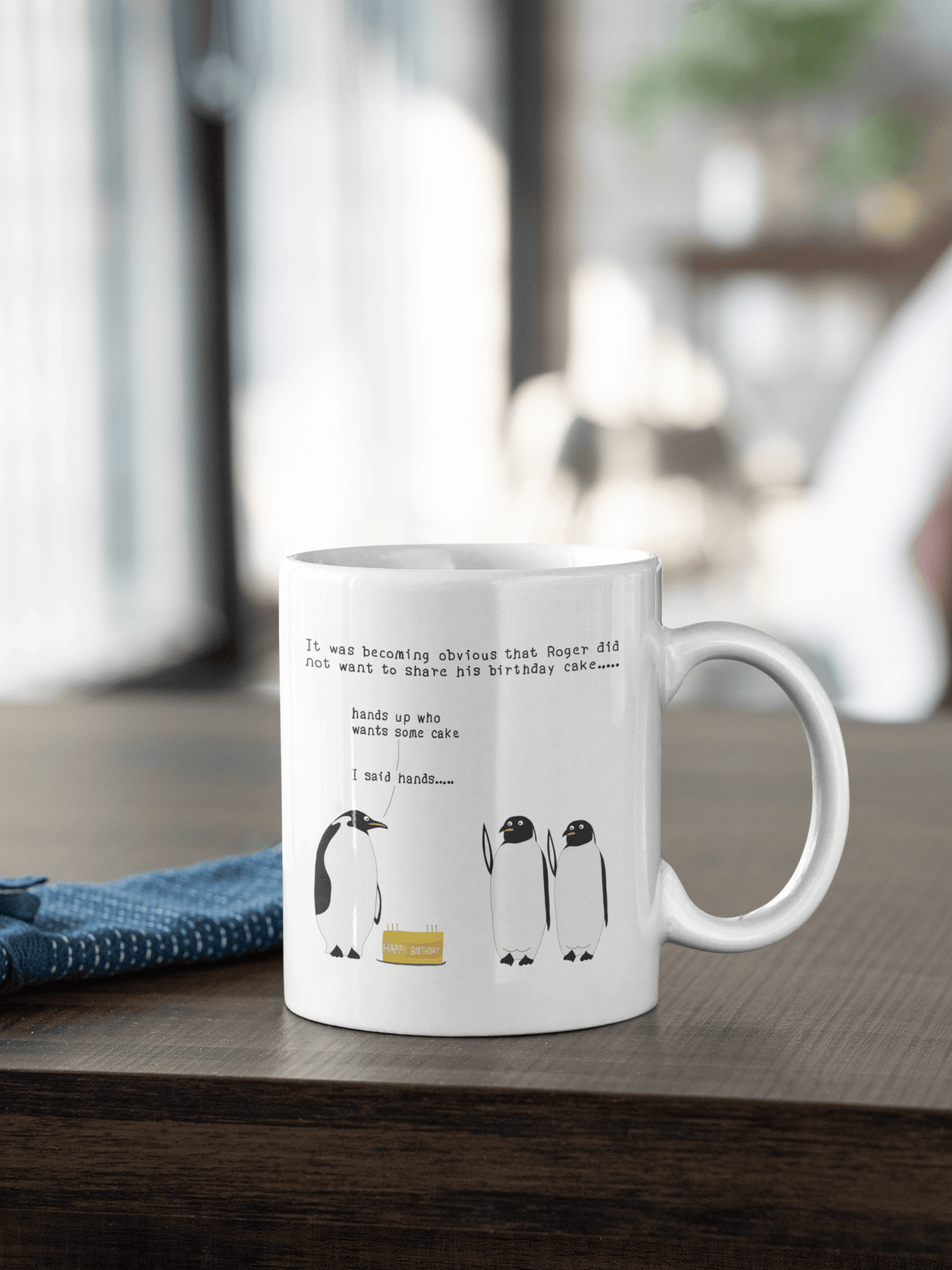 Personalized Happy Birthday Penguin Mug - Custom Gift for Him & Her