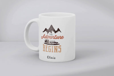 The Adventure Begins Ceramic Mug - Gift For Her - Personalised Mug