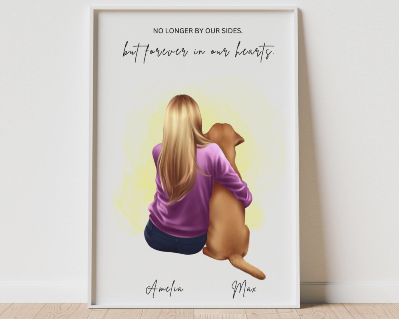 Dog Family Memorial Print, Personalized Pet Custom Portrait Art Frame