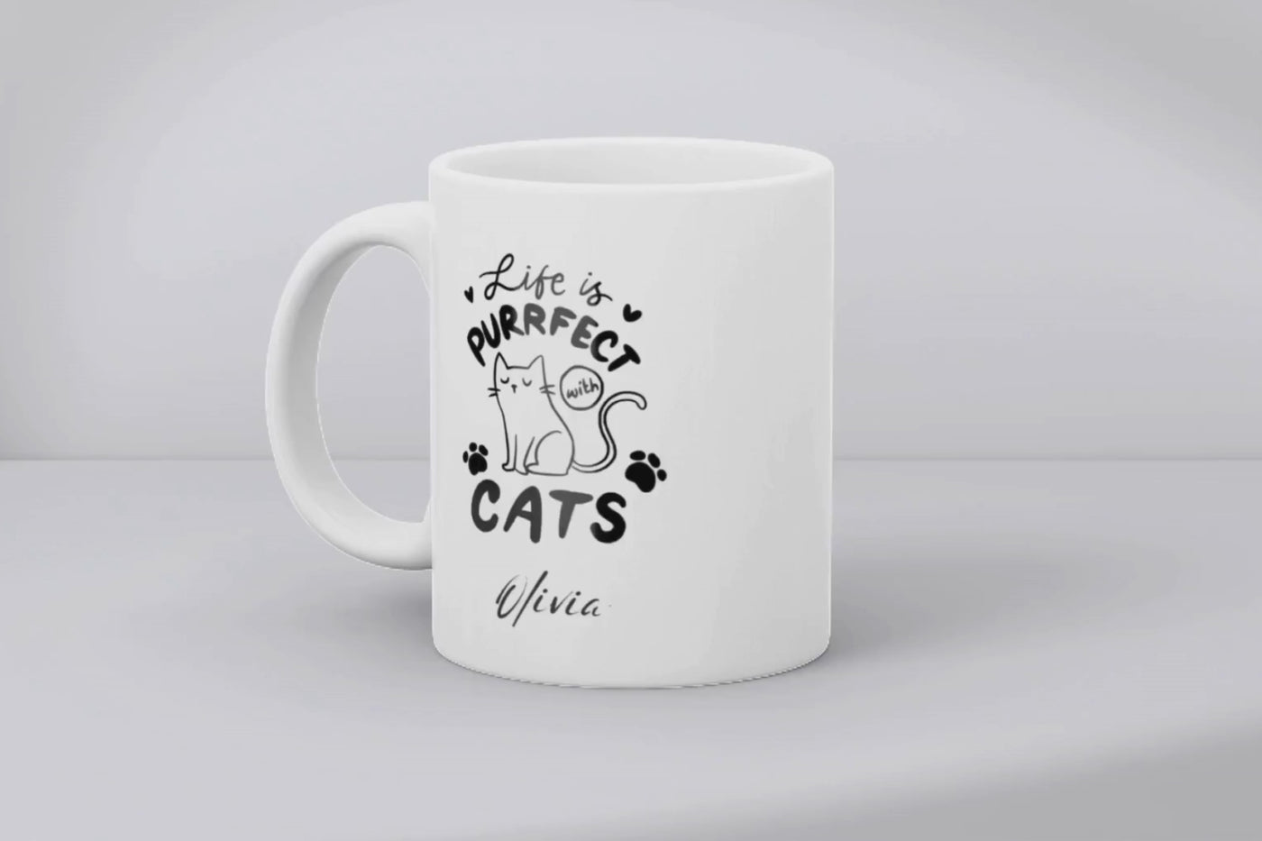 life is purrfect cats Ceramic Mug - Gift For Her - Personalised Mug