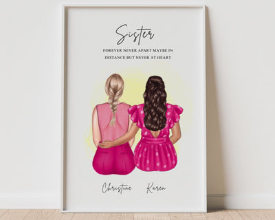 Personalized Christmas gift for Sister, Big sister small sister wall art