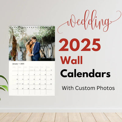 Modern Elegant Wedding Newlyweds Photo Calendar 2025