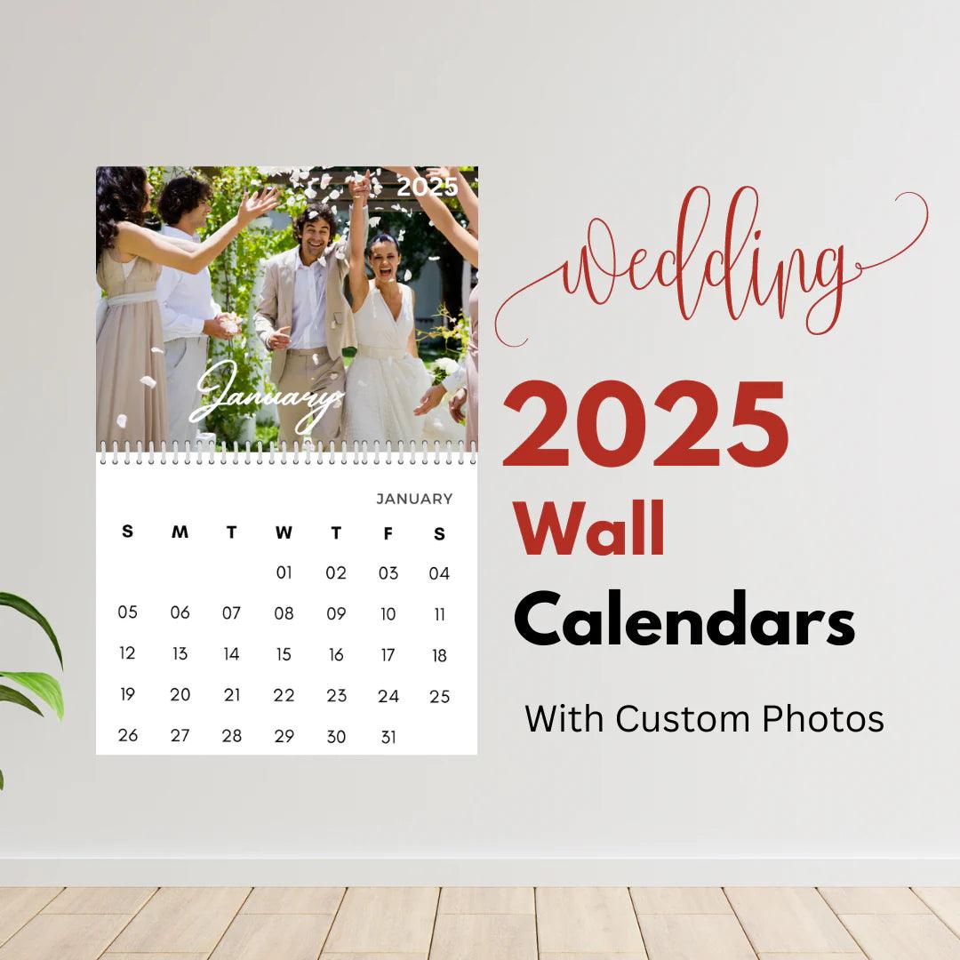 Modern Elegant Wedding Newlyweds Photo Calendar 2025